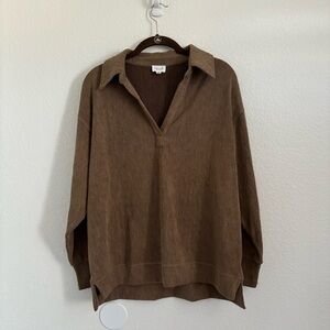 Le Lis Women's Size XS Brown V-Neck Pullover Sweater